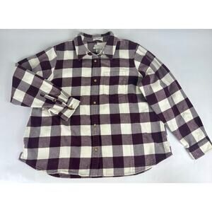 L.L.Bean Size 1X Plus Relaxed Fit 100% Cotton Purple Flannel Shirt Jacket Chore